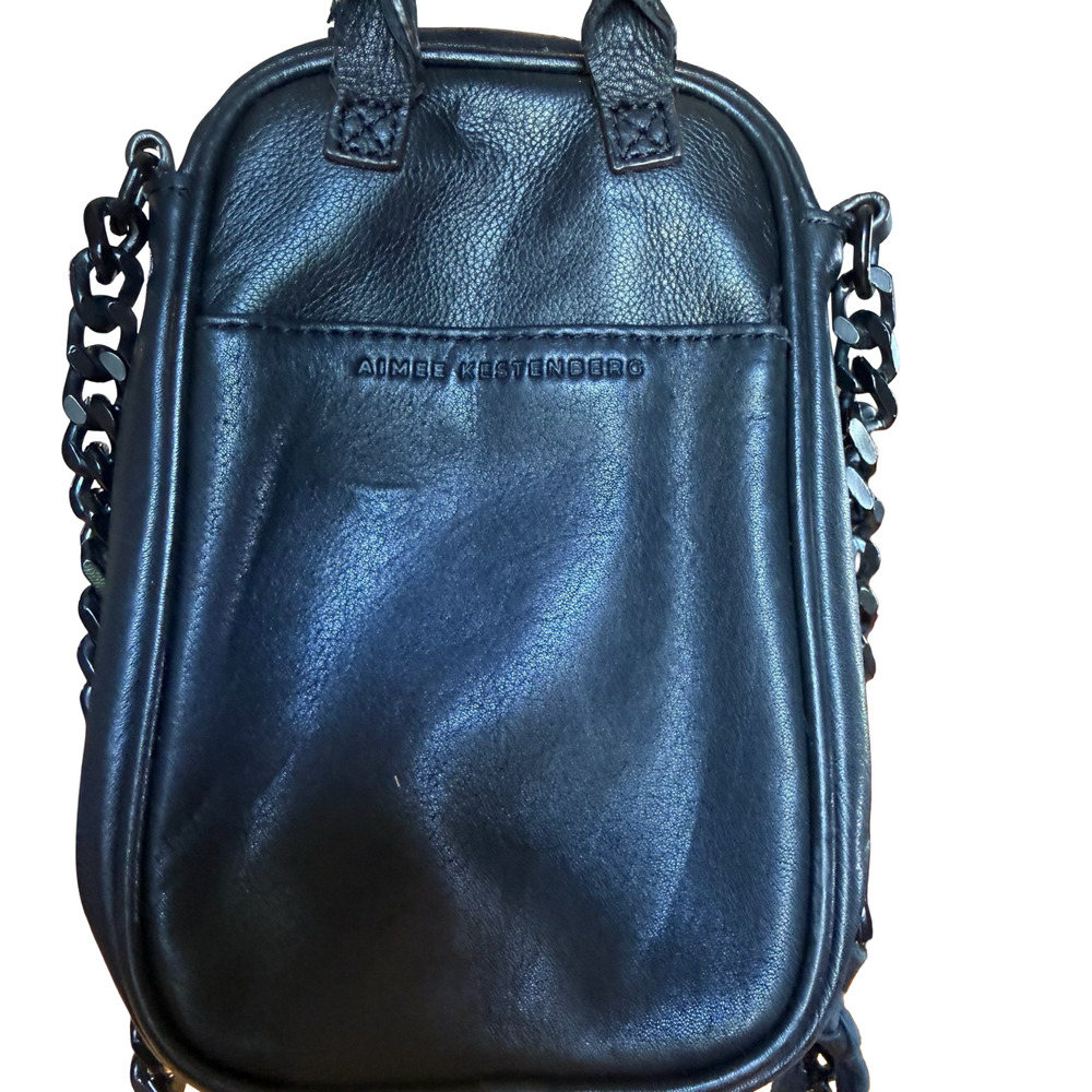 Aimee Kestenberg Black Small Leather Chain Crossbody Shoulder Bag Purse Handbag - Picture 11 of 14